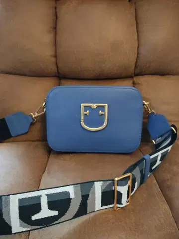 FURLA 숄더백 카메라백 블루 골드