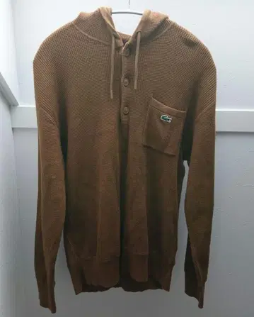 Lacoste 후드 부착 브라운 니트 스웨터