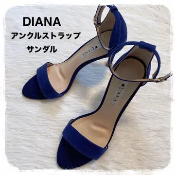 컨디션 최상 *.DIANA 앵클 스트랩 샌들 네이비 블루 24.5cm