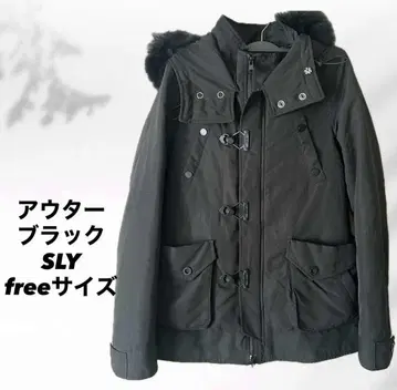 [ 미사용 ] SLY 블랙 다운 자켓 free 사이즈 후드 부착 아우터