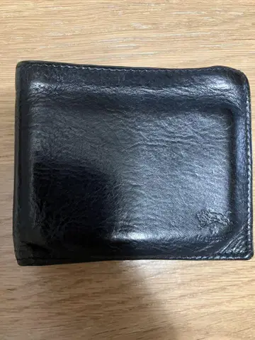 천연 가죽 블랙 접이식 지갑