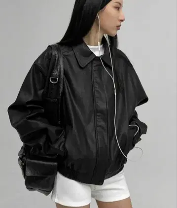 BLACKUP [MADE] 키 로트 가죽 라이크 점퍼