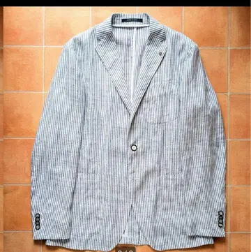TAGLIATORE SAHARA 자켓 린넨 블루 스트라이프 46
