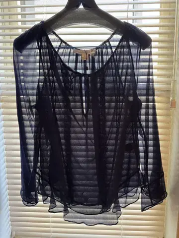 DIANE von FURSTENBERG 네이비 시스루 셔츠 사이즈 2