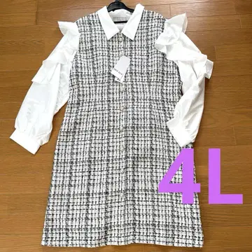 [ 새상품 ] 빅 사이즈 4L 어깨 프릴 원피스 아베일