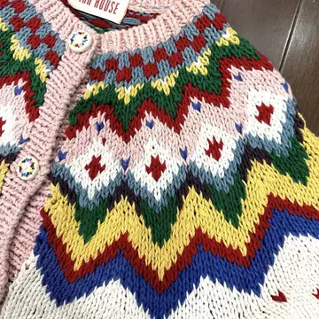 핑크하우스 가디건 마루 요크 면 니트 cotton100%