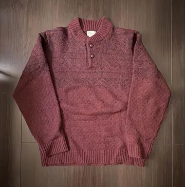 L.L.Bean 버튼 니트 스웨터 와인 레드