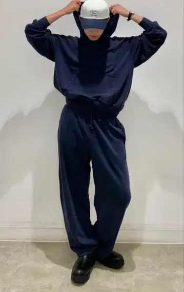 GU 워시드 맨투맨 와이드 팬츠 후드티 셋업 L