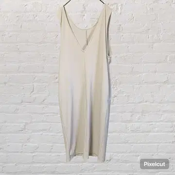 10594 렙심 슬리브리스 롱 원피스 베이지 체형 커버 구제 의류