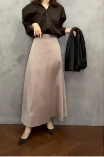 anuans 빈티지 새틴 플레어 스커트