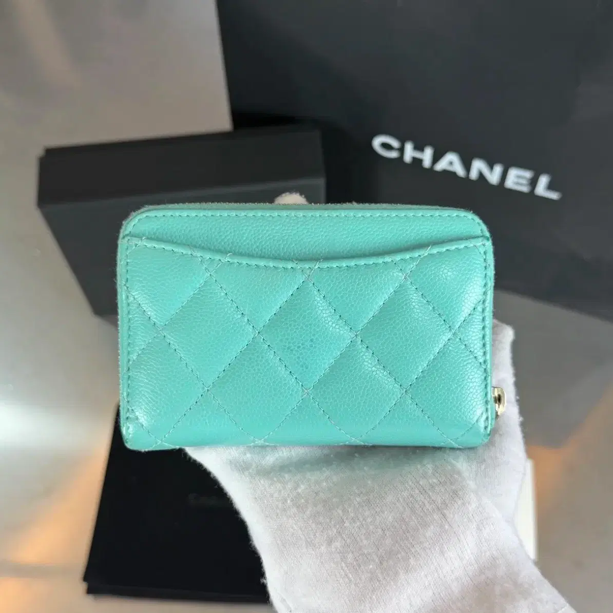 샤넬 CC 로고 클래식 캐비어 지퍼 코인 카드지갑