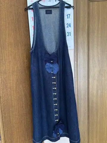 파슬리 리본 데님 살로펫 원피스