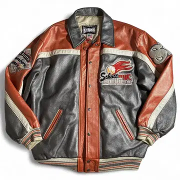 레어 USA제 샷 가죽 자켓 바시티 자켓 XXL