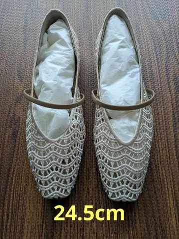 새상품 LE TALON 루탈론 스퀘어 크로셰 스트랩 플랫