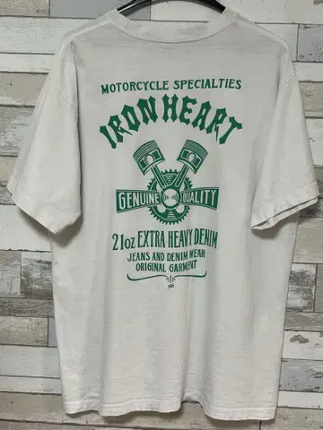 IRON HEART 프린트 T셔츠 L 사이즈 화이트