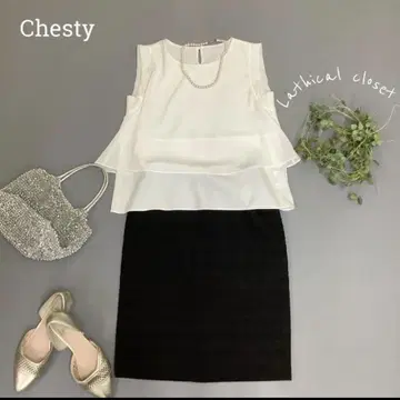 체스티 chesty 쉬폰 슬리브리스 상의 0 사이즈