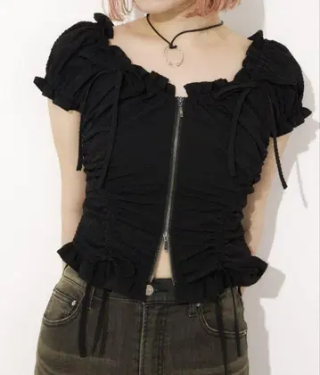 SLY 프론트 지퍼 2웨이 탑 블랙
