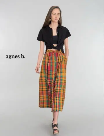 agnes b. 에네스베 마드라스 체크 스커트 롱