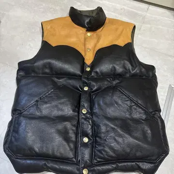 Rainbow country leather down vest