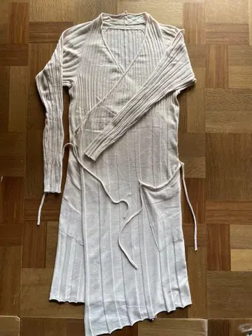 요건 레일 카슈쿨풍 리브 롱 가디건