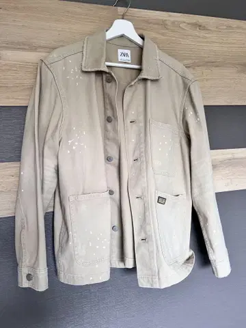 ZARA 베이지 페인트 자켓 M