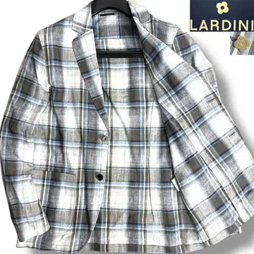 J3035 새상품급 라르디니 린넨 100% 체크 무늬 언라이닝 자켓 M