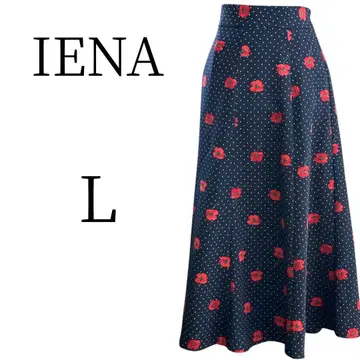 컨디션 최상 IENA 이에나 네이비 (꽃 도트 무늬) 플레어 스커트