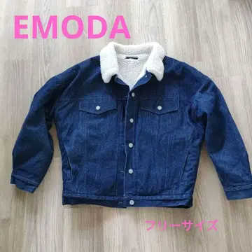 EMODA 다크 블루 보아 안감 자켓