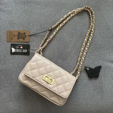 베이지 퀼팅 숄더백
