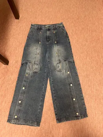 기믹 와이드 데님 팬츠 인디고 블루