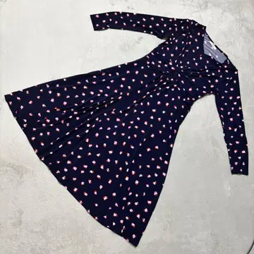 두클라쎄 여성용 원피스 하트 무늬 네이비 롱 S 새상품급