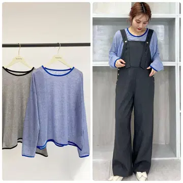 새상품 주메로 sheer border top 블루 시어 보더 상의