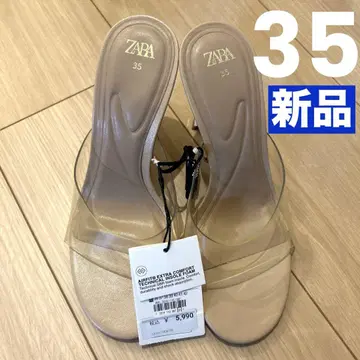 택 포함 새상품 ZARA 클리어 샌들 뮬 35 힐