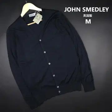 JOHN SMEDLEY 네이비 가디건 M 씨 아일랜드 코튼