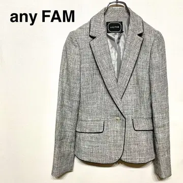 any FAM 테일러드 자켓 앞 버튼 긴팔 은색 라메 믹스 포켓 없음