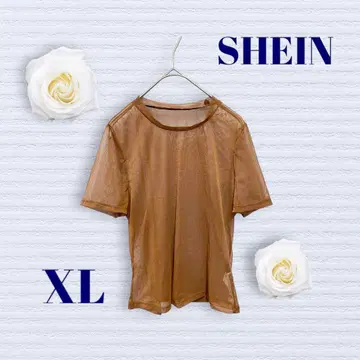 쉬인 레이스 브라운 XL 사이즈 레이어드 U넥 스트레치