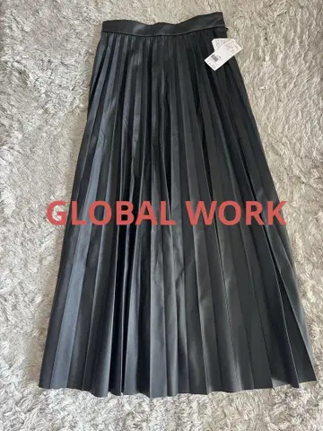 GLOBAL WORK 가죽 느낌 플리츠 스커트