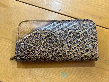 [새상품] 가죽 장지갑 고양이 패턴 / 크라프트 에마