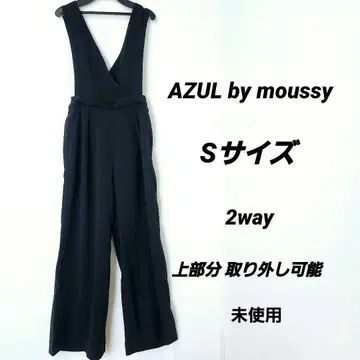 (미사용) AZUL by moussy 블랙 V넥 살로펫 와이드 팬츠