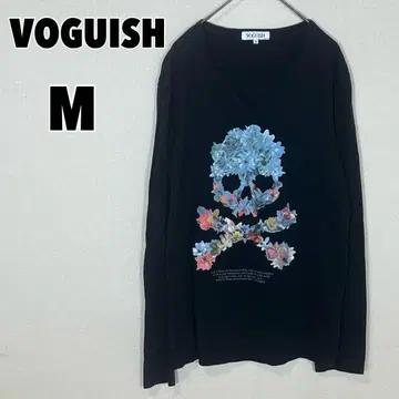 VOGUISH 보우기쉬 V넥 꽃무늬 스컬 프린트 긴팔 티셔츠
