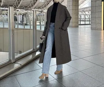 ZARA 체크 체스터 코트 롱 코트