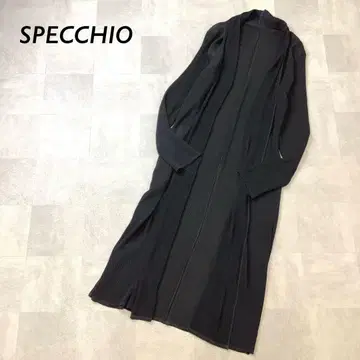 새상품급 SPECCHIO 플리츠 롱 가운 가디건 긴팔 블랙