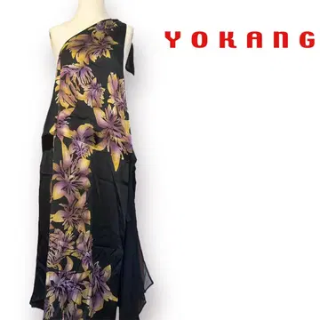 [ 새상품급 ] YOKANG  실크 100% 꽃무늬 롱 드레스 랩 원피스