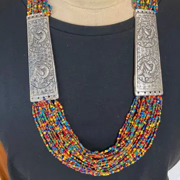 인도 비즈 목걸이 앤티크풍 주얼리 액세서리 인도 공예