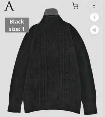 [미착용품] ABYTS 터틀넥 니트 블랙 택 포함 케이블