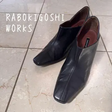 RABOKIGOSHI WORKS 블랙 가죽 스틸레토 부티