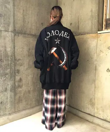 G.V.G.V. EMBROIDERED OVERSIZED MA-1 블루종