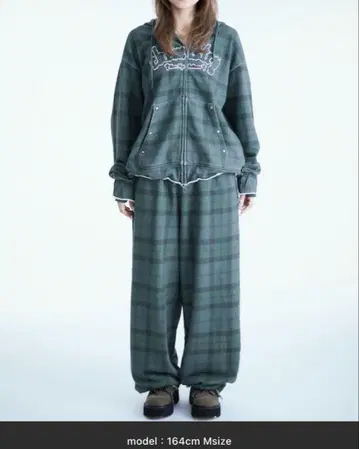 sedacle 모듬 패턴 지퍼 후드티 체크