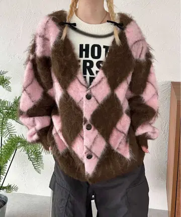 [ sedacle girl ] 다이아몬드 패턴 퍼프 가디건