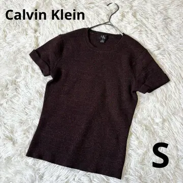 Calvin Klein 메리노울 혼방 반팔 니트 S 브라운